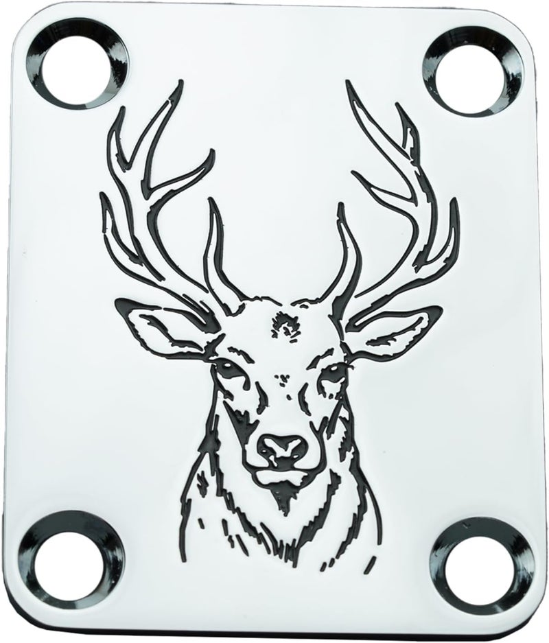 guyker Guitar Neck Plate, 4-Holes Stainless Steel Electric Guitar Bass Neck Joint Plate NeckPlate Replacement Part (GN003, Chrome) - Image 1